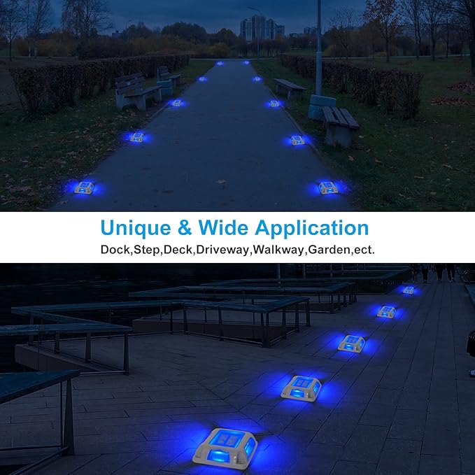 Solar Deck Lights Driveway Dock Lights- 8 Packs Waterproof 1200mAh Solar Powered Outdoor LED Aluminum Dock Lighting | Lumora