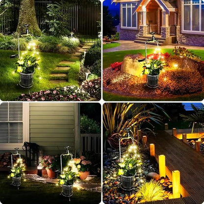 Solar Garden Lights Outdoor Decor, Metal Watering Can Solar Lights Outdoor Waterproof for Yard Lawn Patio Pathway, Decorative Outdoor Decor Gardening Gifts for Women Mom Grandma
