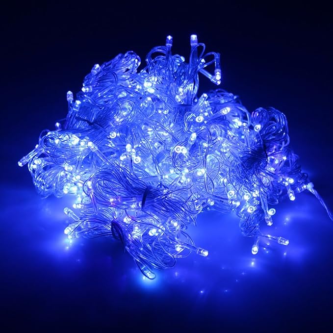 Lainin 3.5M/11ft 96 LED Blue Linkable Fairy Curtain String Light with 8 Modes Functional Controller for | Lumora