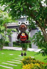GDF Solar Lady Bugs Swing Metal Ladybug Hanging Animal Garden Decor Waterproof Solar Lights Decorative Outdoor | Lumora