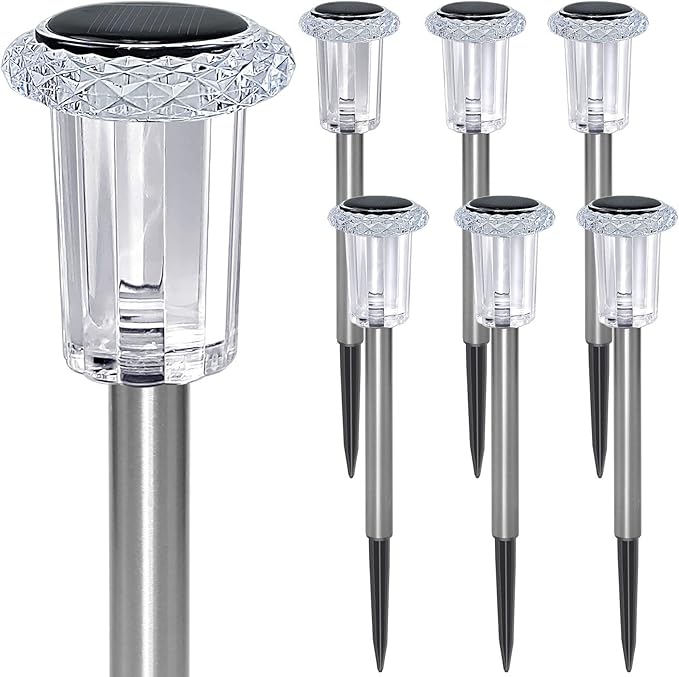 Solar Pathway Lights Outdoor, 6 Pack Stainless Steel LED Landscape Lighting Waterproof Solar Powered Yard Walkway Lights for Patio Lawn Yard Landscape Walkway(Multicolor)