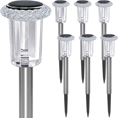 Solar Pathway Lights Outdoor, 6 Pack Stainless Steel LED Landscape Lighting Waterproof Solar Powered Yard Walkway Lights for Patio Lawn Yard Landscape Walkway(Multicolor)