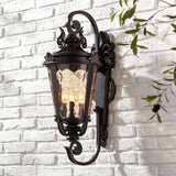 John Timberland Casa Marseille Rustic Industrial Outdoor Wall Light Fixture Warm Bronze Scroll 27 1/2" Hammered | Lumora