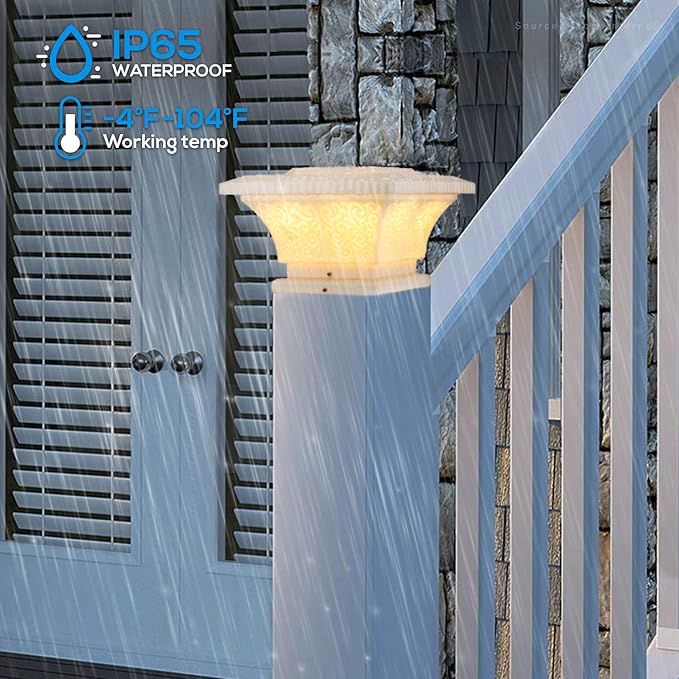 TORCHSTAR Solar Post Lights Outdoor, LED Fence Cap Light Fits 4x4, 5x5, 6x6 Posts Patio Deck Garden Decoration | Lumora