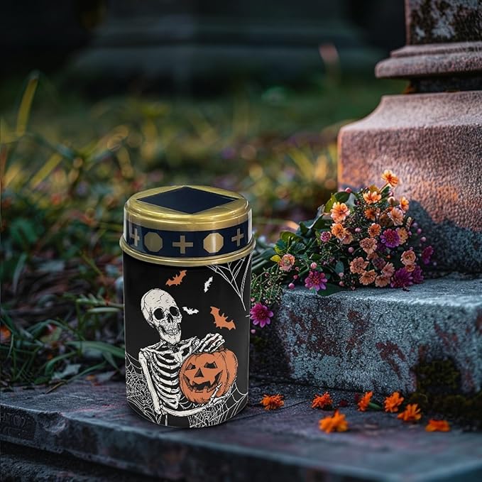 Halloween Skull Solar Pathway Lights,Waterproof Solar Garden Lights Outdoor Solar Walkway Lights Landscape Halloween Decoration Lighting for Yard,Walkway,Patio,Driveway