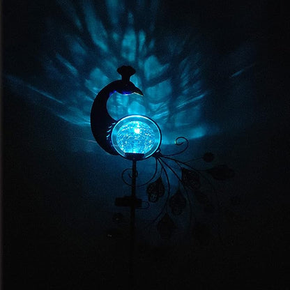 HAO 33 Inch Garden Solar Lights Stake, Waterproof Landscape Path Lights,Metal Peacock Decor Solar Garden Lights Solar Peacock Stake for Outdoor Patio Yard Decorations