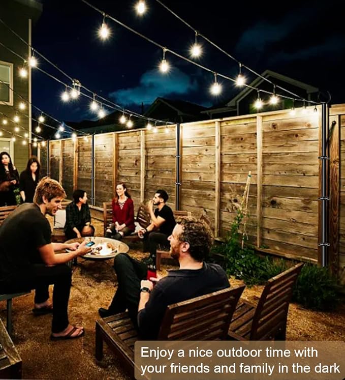 10ft String Light Poles for Outdoors, Outside Light Poles for Hard Ground Surface, Backyard, Patio, Outdoor | Lumora