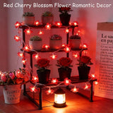 100 LED Red Cherry Blossom Flowrer String Lights, 33 FT Plug in Fairy Floral Lamp with 8 Modes, Flexible Clear Wire | Lumora