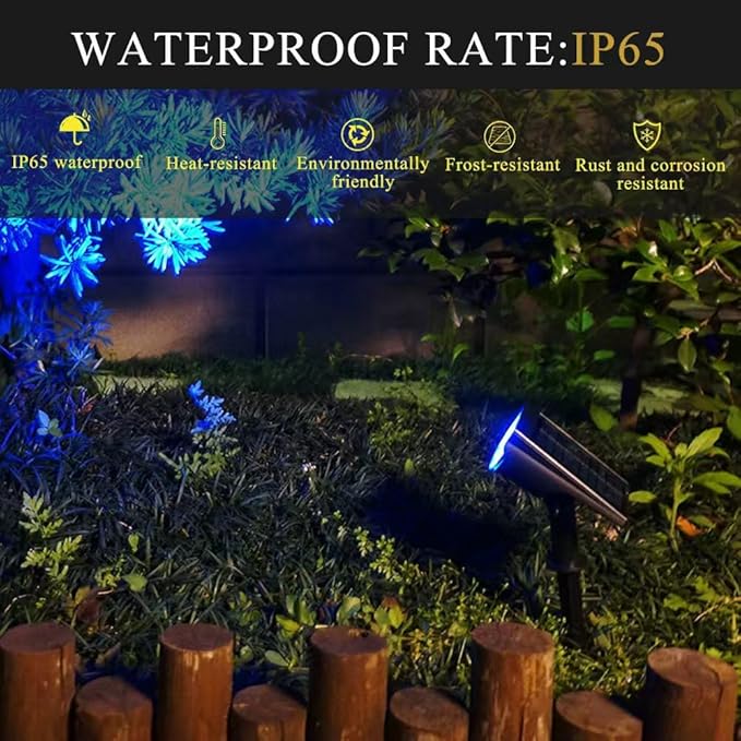 Solar Spot Lights 4 Pack, RGB Color Changing Outdoor Landscape Lights with 2000mAh Battery, IP65 Waterproof for Pathway Garden Yard Patio