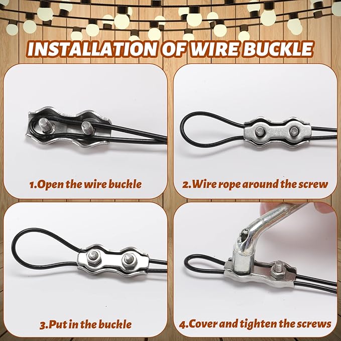String Light Hanging Kit, 300 Ft Nylon Coated Stainless Steel Cable and Enough Accessories, Guide Wire for Outdoor | Lumora