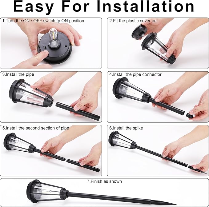 Solar Pathway Lights for Outdoor Garden - 2 Pack Waterproof Lighting to Brighten Your Path, Patio, Yard, and Walkway