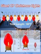 16FT Jumbo Red and White Christmas Lights Outdoor with 10 LED Red and White Bulbs,Jumbo Giant Christmas String | Lumora
