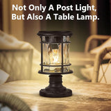 Emliviar Portable Solar Post Light Fixture with Fixed Pire Mount Base, Black 11“ Outside Solar - Outdoor Path Light | Lumora
