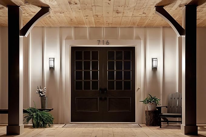 Kichler Camden 11" 1 Light Outdoor Wall Light with Opal Etched Glass in Anvil Iron, 9.5 in | Lumora