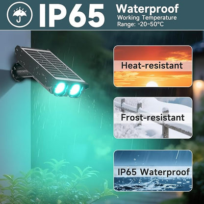 RGB Solar Spot Lights : 2 IN 1 Solar Lights Outdoor with 8 Lighting Modes & PC Light Guide Column for Tree Garden Yard Pathway | RGB Color Changing Landscape Lights | IP65 Waterproof | 4 Pack