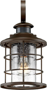 John Timberland Hogan Vintage Outdoor Wall Light Fixture Oil Rubbed Bronze 14" Seedy Glass Dusk to Dawn Motion | Lumora