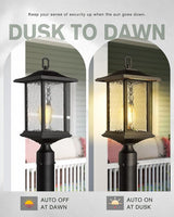 Beionxii Dusk to Dawn Outdoor Post Lights, 21inch Large Exterior Lamp Post Light Pier Mount Lantern with Base | Lumora