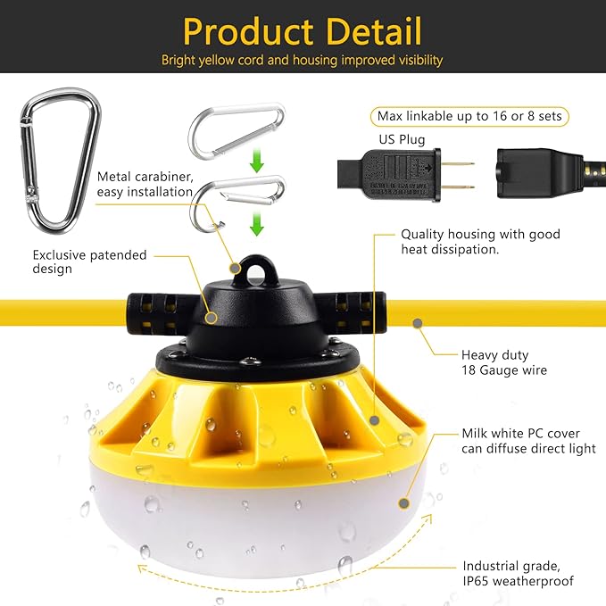 100FT Construction LED String Lights, Industrial Grade Best for Construction Sites, Renovation,Patio, Mine cave | Lumora