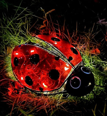 9.8“ Ladybug Solar Night Garden Light - Waterproof LED Outdoor Decorative Lantern, Metal Solar Powered Yard Art, Ladybug Gifts for Patio and Garden, Solar Landscape Path Light Ornament
