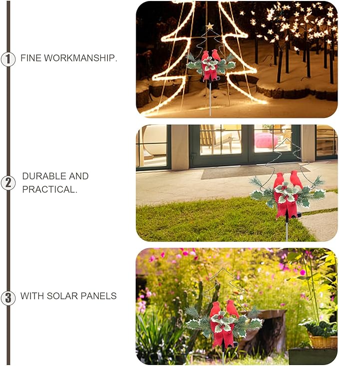 DOITOOL Solar Red Bird Lawn Stake Light Waterproof Landscape Garden Courtyard Decor LED Solar Pathway Lamp for Outdoor Christmas Patio