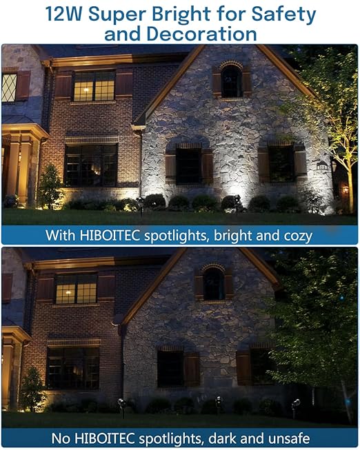 HIBOITEC Low Voltage Landscape Lighting 1200LM 12W with Connectors 100W Transformer - Outdoor Security Flood Light | Lumora