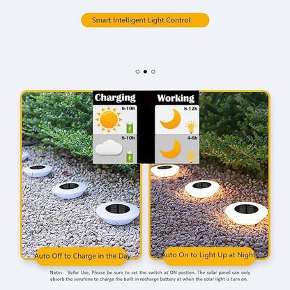 ASLIDECOR Solar Ground Lights Outdoor, 8 Pack Waterproof 14 LED Solar Deck Lights Round Step Lights Garden Landscape Lighting for Yard Stair Lawn Patio Pathway Walkway(White)