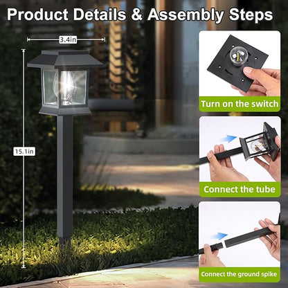 EXCMARK 16 Pack Solar Lights for Outside Walkway Pathway Driveway Outdoor Waterproof Led Landscape Lighting for Garden Yard Decor. (Cool White Light, 16)