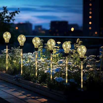 Solar Lights Outdoor Garden Decorative Waterproof 6 Pack Bulb Lights Outside Solar Pathway Lights for Garden Home Christmas Landscape Path Yard Lawn Driveway Flowerbed Decor - Warm White