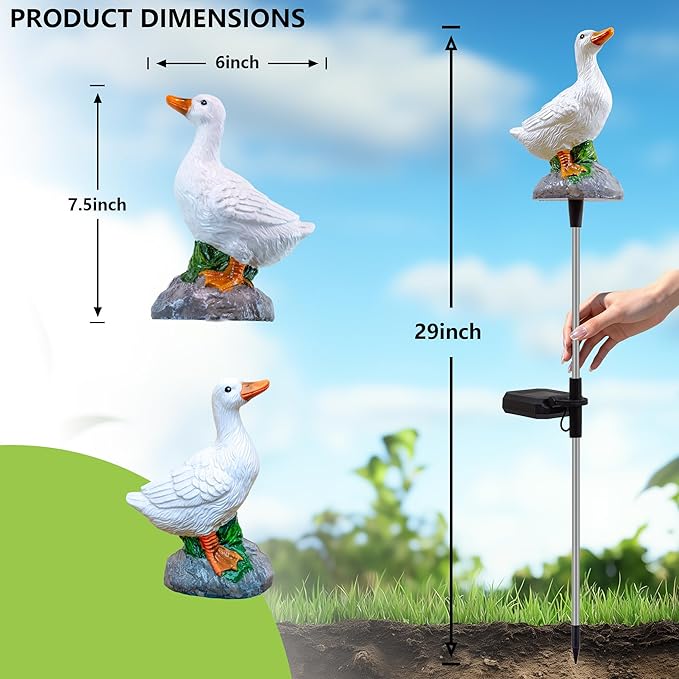 Solar Lights Outdoor Waterproof - Motion Activated Goose Light with Realistic Sound, Solar Powered Garden Decor for Lawn Patio Yard, Unique Gift for Mom & Grandma