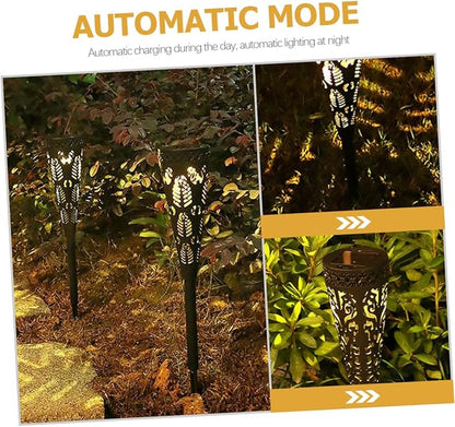 Happyyami 4pcs Solar Pathway Lights Outdoor LED Solar Garden Lights Waterproof Lawn Decor Warm White for Patio and Yard