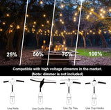 Outdoor String Lights LED 100FT Commercial Grade Heavy Duty Light String Lights with 30 Sockets 32 Shatterproof | Lumora