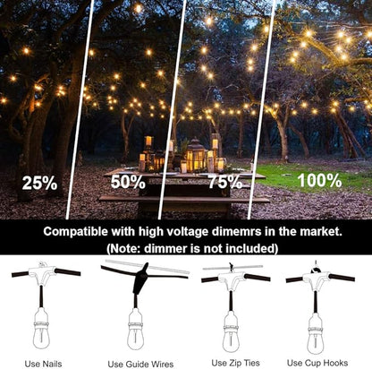 SUFEIMAS 200FT 95 Sockets G40 Globe String Lights and 100FT 30 Sockets S14 Outdoor String Lights