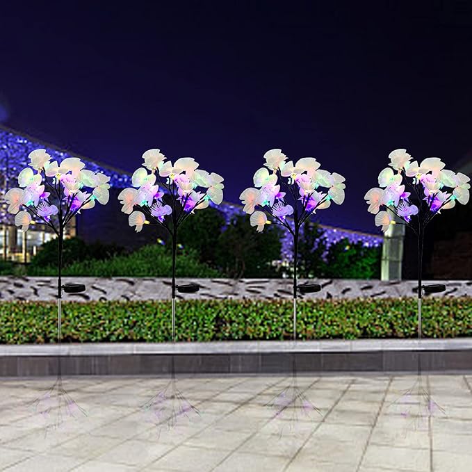 Solar Fiber Optic Camellia Flower Light, Colorful Outdoor Solar Garden DIY Decorative Lights for Walkway Pathway | Lumora