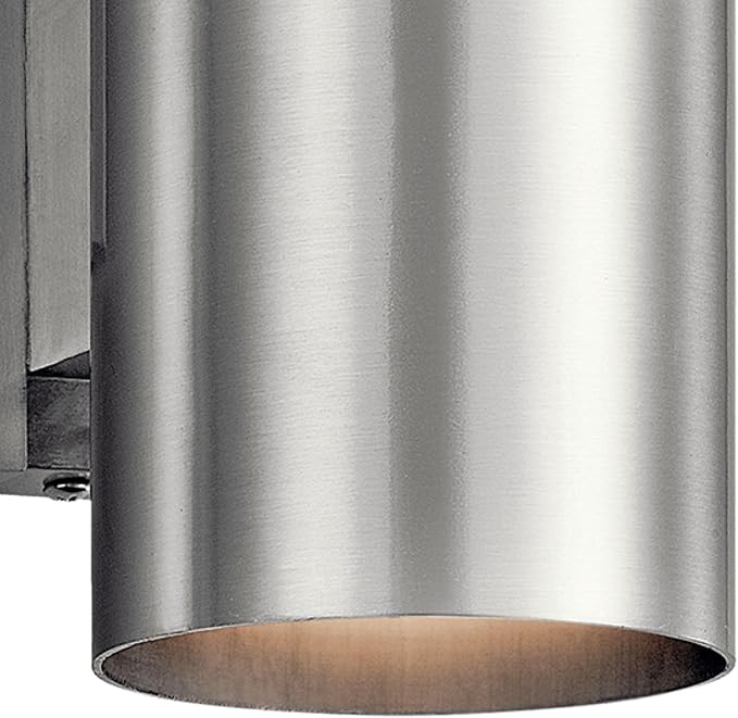 Kichler 9234BA Outdoor Cylinder Wall Mount Sconce DownLight, Brushed Aluminum 1-Light (5" W x 7" H) 65 Watts | Lumora