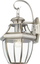Livex Lighting 2151-91 Monterey 1 Light Outdoor Brushed Nickel Finish Solid Brass Wall Lantern with Clear Beveled | Lumora