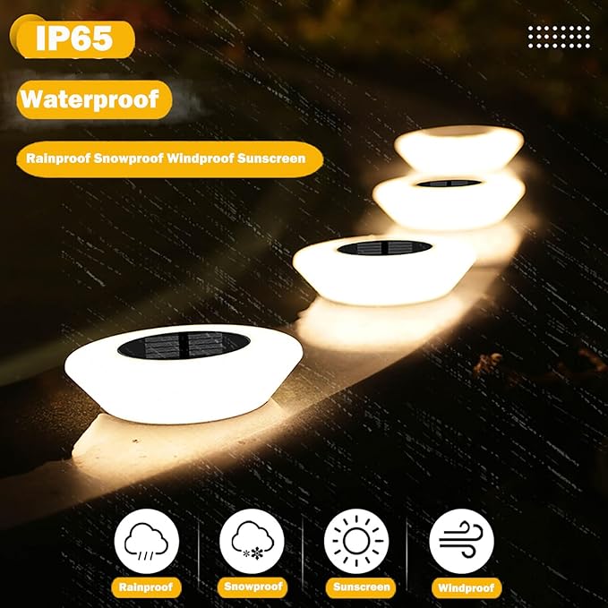 ASLIDECOR Solar Ground Lights Outdoor, 8 Pack Waterproof 14 LED Solar Deck Lights Round Step Lights Garden | Lumora