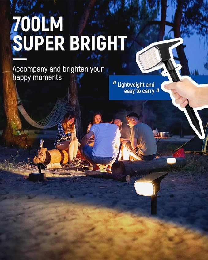 GIGALUMI Solar Spot Lights Outdoor Waterproof 4 Pack Warm White IP65, 63 LED 3 Lighting Modes Spotlights for House | Lumora