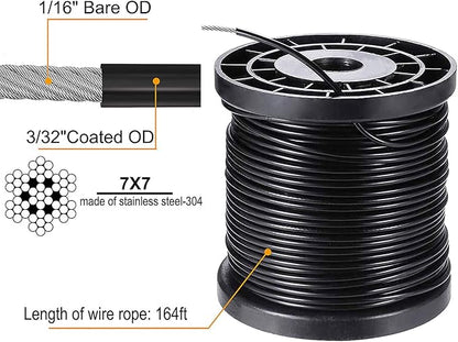 String Light Hanging Kit, Outdoor Lights Hanging Kit, Globe String Lights Suspension Kit, Outdoor Light Guide Wire, String Light Cable Hanging Kit Include 182 FT Wire Rope Cable Turnbuckle and Hooks