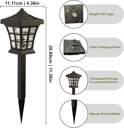 Crosslight Solar Powered Pathway Lights (12 Pack) - Pagoda Outdoor LED Lights, Waterproof for Garden, Yard, Patio, Lawn, Walkway - Decorative Ground Stake Lighting | Warm White