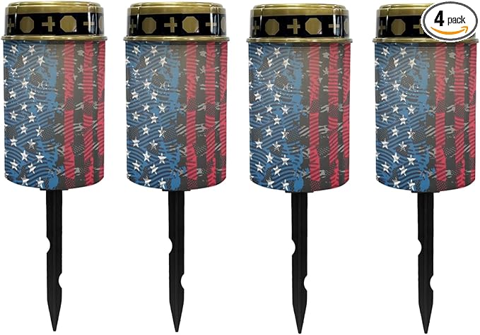 American Flag Solar Lights,Warm White Solar Pathway Lights Outdoor Waterproof Solar Garden Stake Lights Landscape Lighting for Yard Patio Flameless Stoplights,Wall Lights Auto On/Off