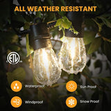 104FT(98+6) Solar String Lights Outdoor Waterproof, Solar Powered Patio Light with 30+2 Dimmable S14 Edison Bulbs | Lumora