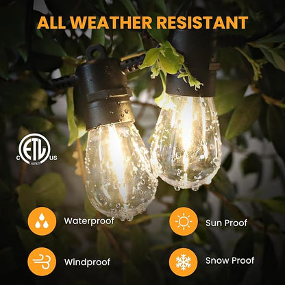 208FT(196+12) Solar String Lights Outdoor Waterproof, Solar Powered Patio Light with 60+3 Dimmable S14 Edison Bulbs Shatterproof & Remote Control, Solar String Lights for Outside Garden Backyard