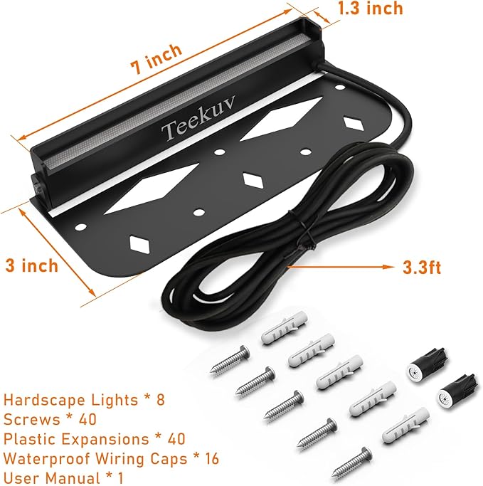 Teekuv 8 Pack 7 Inch Retaining Wall Lights, 5W LED Hardscape Lighting IP65 Waterproof 12V AC/DC Low Voltage Step | Lumora