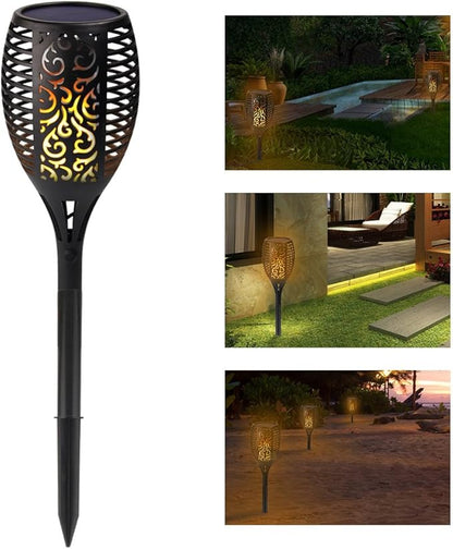 Solar Tiki Torch Light Flickering Flame Outdoor Waterproof Dusk to Dawn Garden Light 96 LED Dancing Flames Landscape Lighting Outdoor Path Light for Patio Deck Yard Driveway