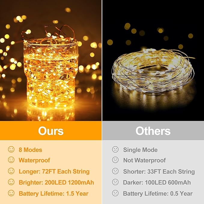 Solar Pathway Lights Solar Fairy String Lights 72FT 200 LED Outdoor Twinkle Waterproof Yard Patio Decor