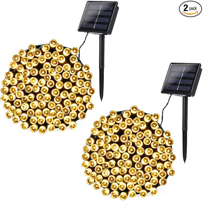 Joomer Solar Christmas Lights Outdoor, 2 Pack Total 144FT 400 LED 8 Modes Waterproof Solar Christmas Lights for Christmas Decoration (Warm White)