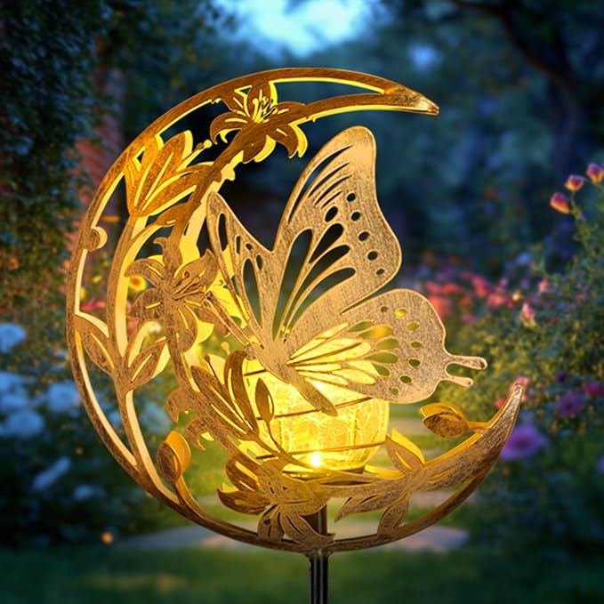 JOBOSI Solar Butterfly Floor Lamp, Waterproof Outdoor Solar Light for Garden, Yard, Patio Decor, Auto On/Off, Long-Lasting Battery, Unique Gift for Mom, Grandma, Christmas