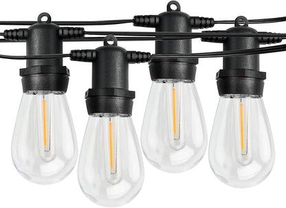 LED Outdoor String Lights 100FT Patio Lights with 33 Shatterproof S14 Vintage Edison Bulbs, Outside Hanging Light Waterproof for Porch, Deck, Garden, Backyard, Balcony, Warm White