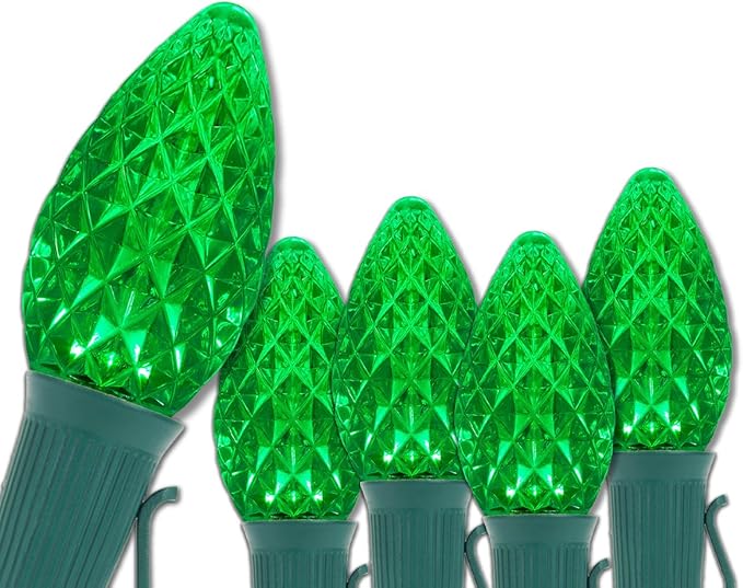 Wintergreen Lighting Set of 50 C7 OptiCore Green Outdoor Christmas Lights - Commercial Grade LEDs for Outside, St. | Lumora