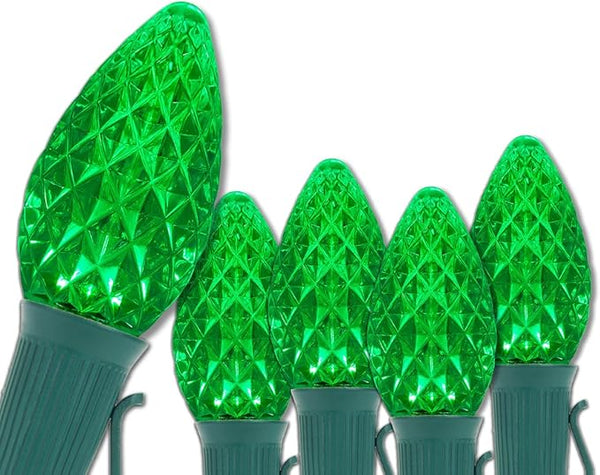 Wintergreen Lighting Set of 50 C7 OptiCore Green Outdoor Christmas Lights - Commercial Grade LEDs for Outside, St. | Lumora